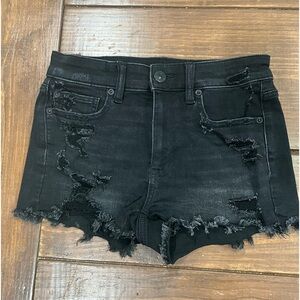 American Eagle Black Denim Distressed Shorts
